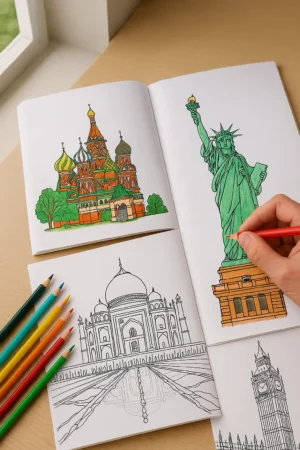 Landmarks Coloring bOOk Mockup Landmarks mockup